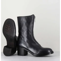Boots En Cuir Metallise Anthracite A Zip - 888 Nappa Fucile