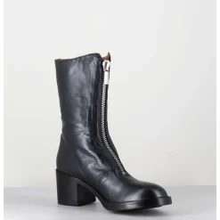 Boots En Cuir Metallise Anthracite A Zip - 888 Nappa Fucile