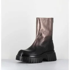 Boots En Cuir Metallise Bronze Semelle Epaisse - Melia1 Pegasus Bronzo