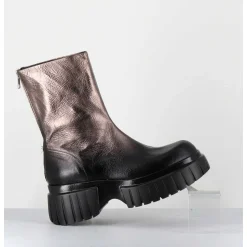 Boots En Cuir Metallise Bronze Semelle Epaisse - Melia1 Pegasus Bronzo