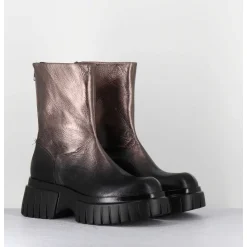 Boots En Cuir Metallise Bronze Semelle Epaisse - Melia1 Pegasus Bronzo