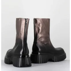 Boots En Cuir Metallise Bronze Semelle Epaisse - Melia1 Pegasus Bronzo