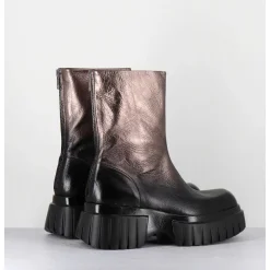 Boots En Cuir Metallise Bronze Semelle Epaisse - Melia1 Pegasus Bronzo
