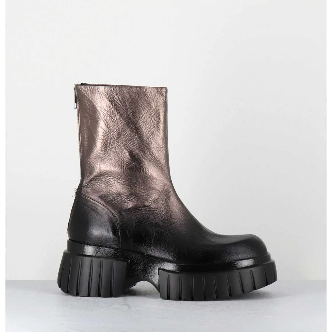 Boots En Cuir Metallise Bronze Semelle Epaisse - Melia1 Pegasus Bronzo