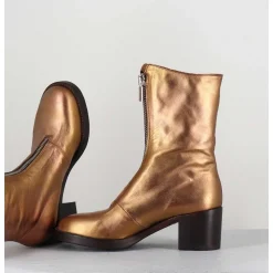 Boots En Cuir Metallise Dore A Zip -888 Nappa Oro
