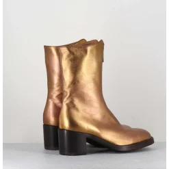 Boots En Cuir Metallise Dore A Zip -888 Nappa Oro