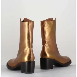 Boots En Cuir Metallise Dore A Zip -888 Nappa Oro