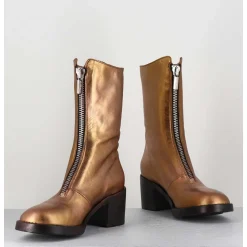 Boots En Cuir Metallise Dore A Zip -888 Nappa Oro
