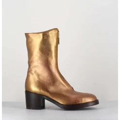 Boots En Cuir Metallise Dore A Zip -888 Nappa Oro