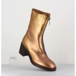 Boots En Cuir Metallise Dore A Zip -888 Nappa Oro