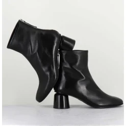 Boots En Cuir Noir Petit Talon 60S - Anya13 Baron Nero