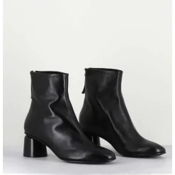Boots En Cuir Noir Petit Talon 60S - Anya13 Baron Nero