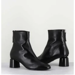 Boots En Cuir Noir Petit Talon 60S - Anya13 Baron Nero