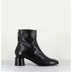 Boots En Cuir Noir Petit Talon 60S - Anya13 Baron Nero