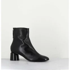 Boots En Cuir Noir Petit Talon 60S - Anya13 Baron Nero