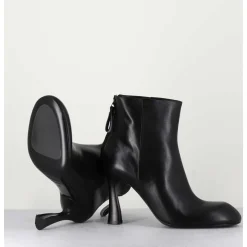 Boots En Cuir Noir Talon Haut - M6390 Nero