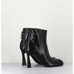 Boots En Cuir Noir Talon Haut - M6390 Nero