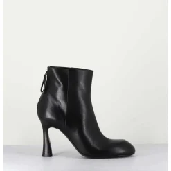 Boots En Cuir Noir Talon Haut - M6390 Nero