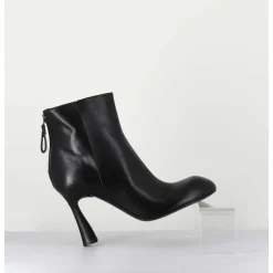 Boots En Cuir Noir Talon Haut - M6390 Nero