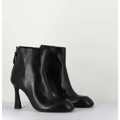 Boots En Cuir Noir Talon Haut - M6390 Nero