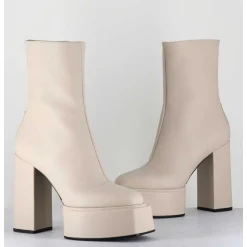 Boots En Cuir Souple Blanc - Iara Mok Milk