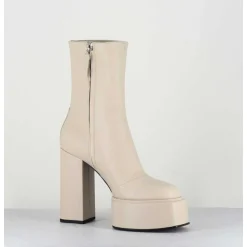 Boots En Cuir Souple Blanc - Iara Mok Milk
