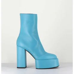 Boots En Cuir Souple Bleu Turquoise - Iara Mok Ash