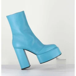 Boots En Cuir Souple Bleu Turquoise - Iara Mok Ash