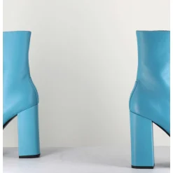 Boots En Cuir Souple Bleu Turquoise - Iara Mok Ash
