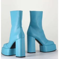 Boots En Cuir Souple Bleu Turquoise - Iara Mok Ash