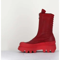 Boots En Cuir Souple Rouge A Zip - 2682 Rosso