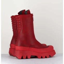 Boots En Cuir Souple Rouge A Zip - 2682 Rosso