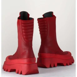 Boots En Cuir Souple Rouge A Zip - 2682 Rosso