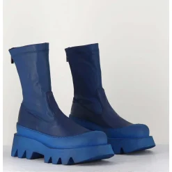 Boots En Cuir Stretch Bleu - 2662 Indemoniat