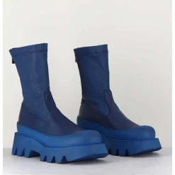 Boots En Cuir Stretch Bleu - 2662 Indemoniat