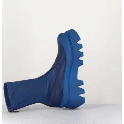 Boots En Cuir Stretch Bleu - 2662 Indemoniat