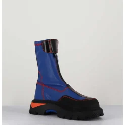 Boots En Cuir Stretch Bleu Cobalt & Orange - Danica Blue Boots