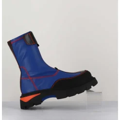 Boots En Cuir Stretch Bleu Cobalt & Orange - Danica Blue Boots
