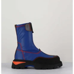 Boots En Cuir Stretch Bleu Cobalt & Orange - Danica Blue Boots