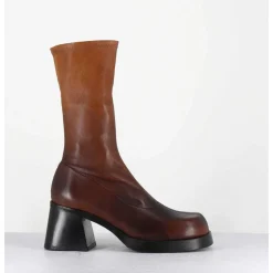 Boots En Cuir Stretch Degrade Marron - Elke Bown Degrade