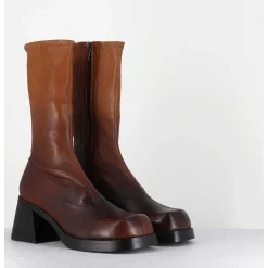 Boots En Cuir Stretch Degrade Marron - Elke Bown Degrade