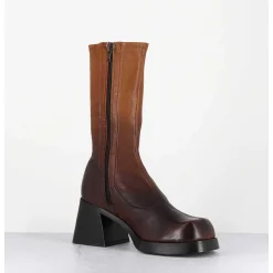 Boots En Cuir Stretch Degrade Marron - Elke Bown Degrade