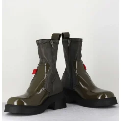 Boots En Cuir Stretch Khaki - Oliana Khaki Boots