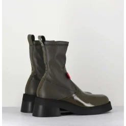 Boots En Cuir Stretch Khaki - Oliana Khaki Boots
