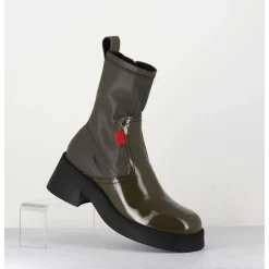 Boots En Cuir Stretch Khaki - Oliana Khaki Boots