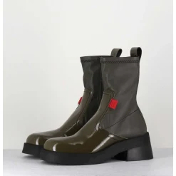 Boots En Cuir Stretch Khaki - Oliana Khaki Boots