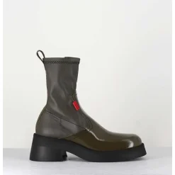 Boots En Cuir Stretch Khaki - Oliana Khaki Boots