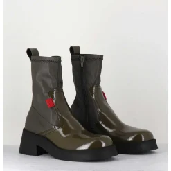 Boots En Cuir Stretch Khaki - Oliana Khaki Boots