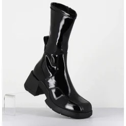 Boots En Cuir Vernis Noir Look 90S - Viken Black Patent