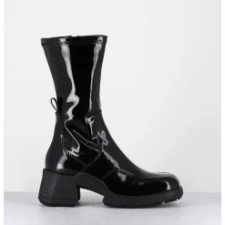 Boots En Cuir Vernis Noir Look 90S - Viken Black Patent